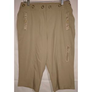 Tail Tech Pants Womens 8 Tan Khaki Capri Zip Pockets Athleisure Golf Stretch gro